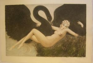 ZOOM - Louis Icart - "Leda e il Cigno"