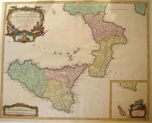 ZOOM - Robert de Vaugondy - "Partie méridionale du Royaume de Naples"